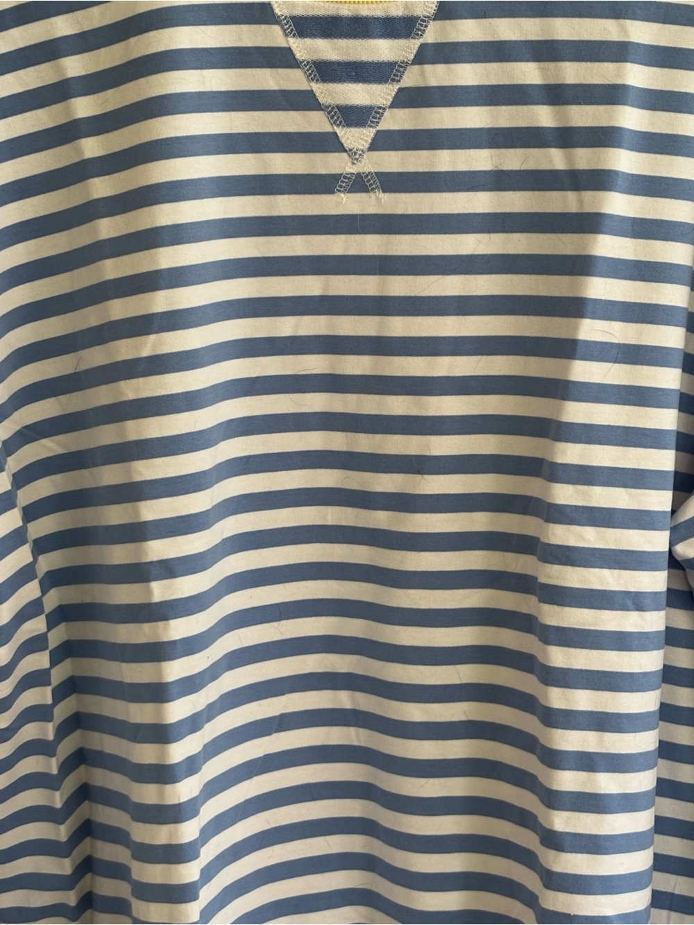 Striped Blue & White Women’s Crewneck Sweater with Yellow Trim XL - Picture 2 of 4